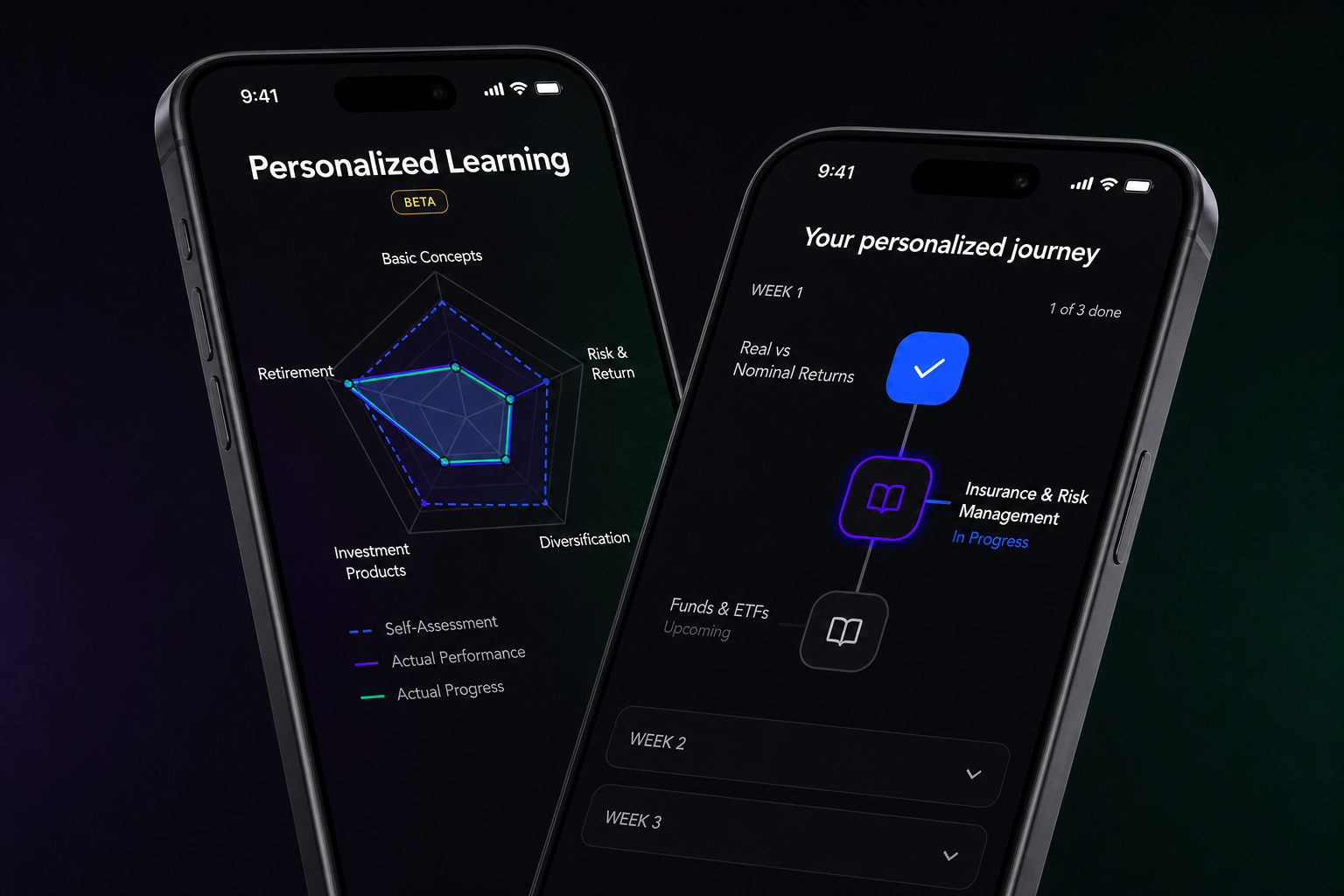Personalized Learning on two phones: a strengths radar and a weekly journey