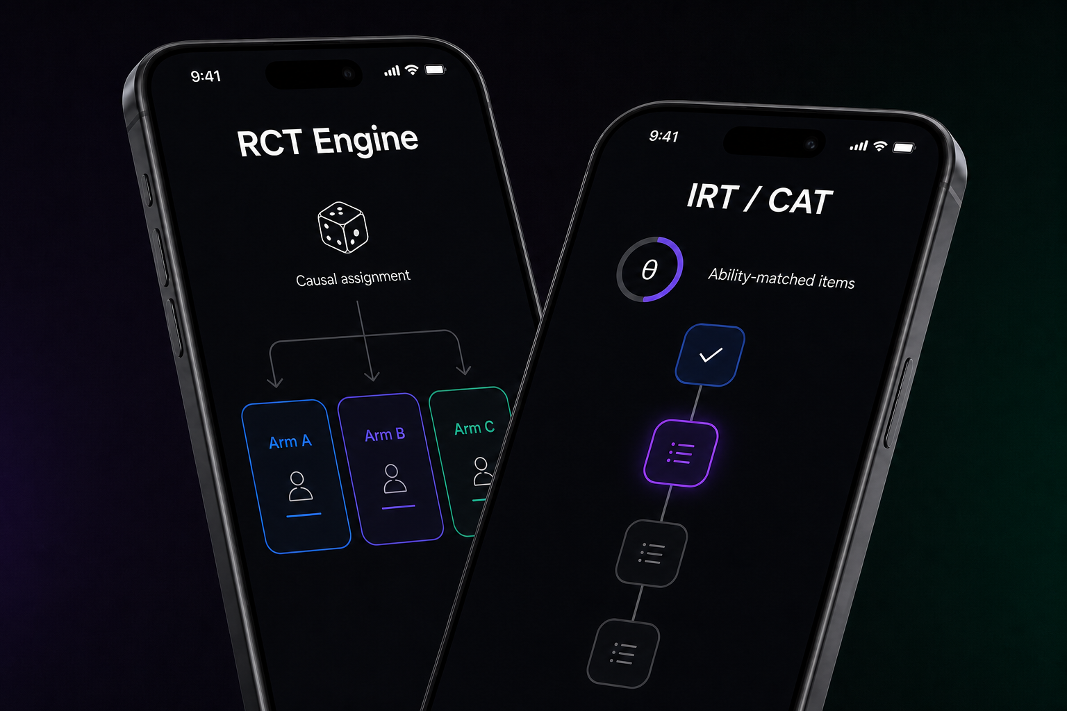 RCT Engine and IRT/CAT on two phones: causal assignment and ability-matched items